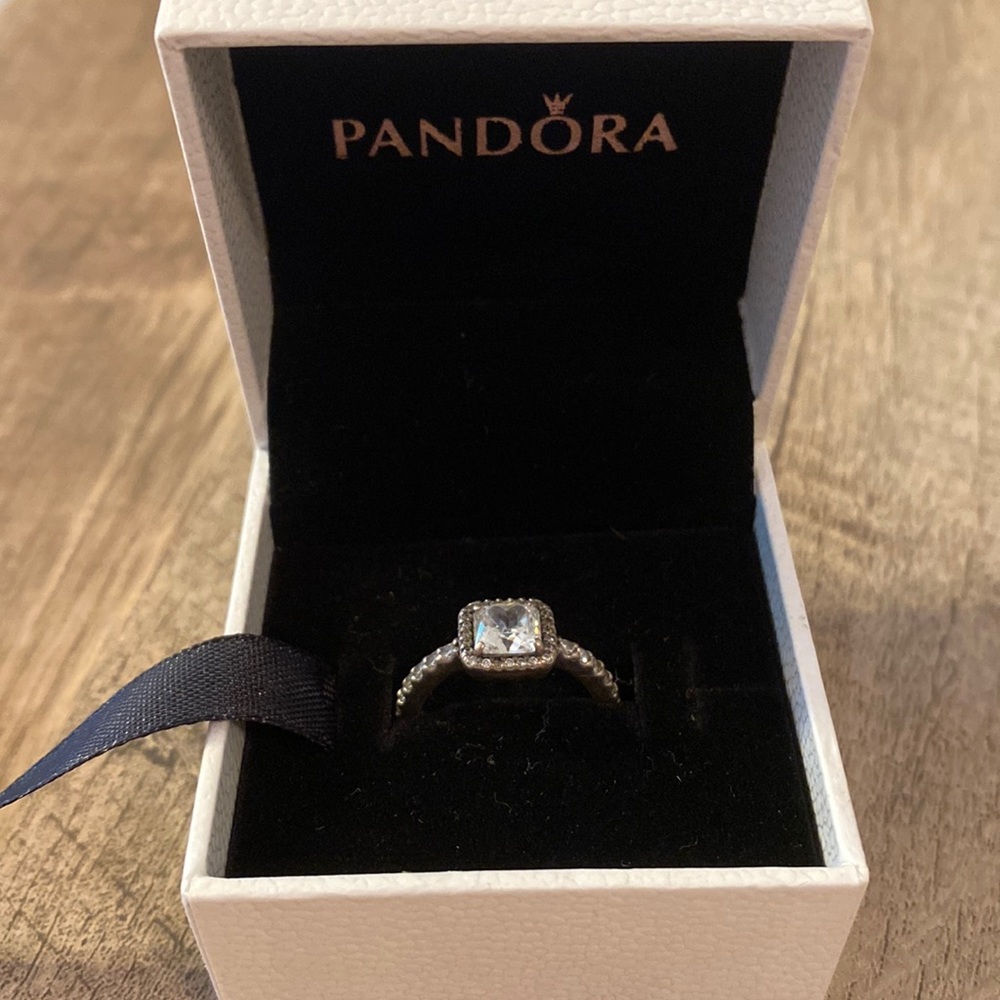Pandora Square Sparkle Halo Ring
